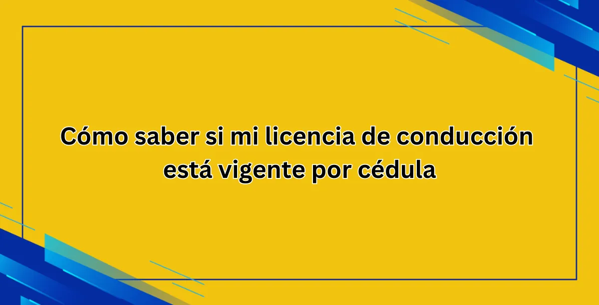 Cómo saber si mi licencia de conducción está vigente por cédula
